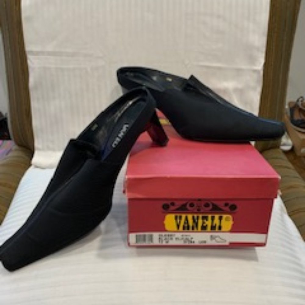 Women's Black Elastic/Calf Mule
